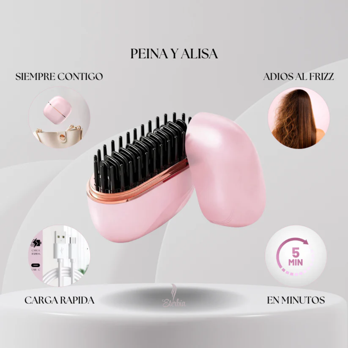 Cepillo alisador de pelo 2 en 1