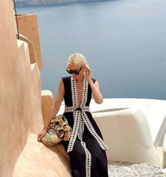 Vestido de Vacaciones con Escote en V