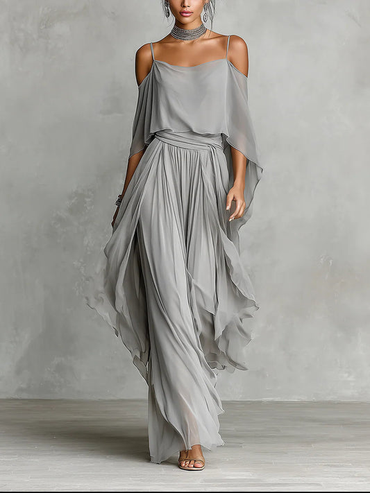 Ensemble fluide mousseline gris Lissora — Isabella