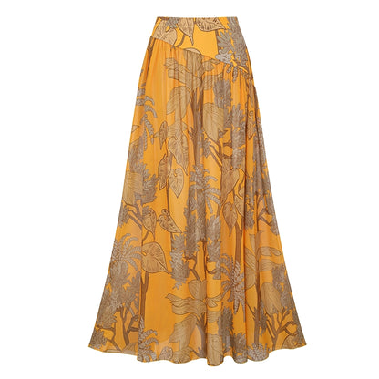 Conjunto de Bañador Amarillo Estampado con Hombro Asimétrico