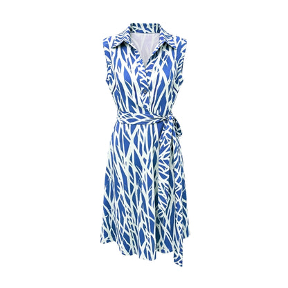 Vestido Midi Cruzado con Estampado de Ramas