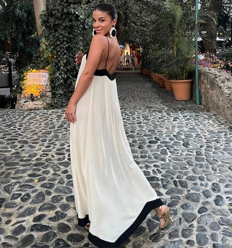 Vestido Casual de Tirantes con Bloques de Color