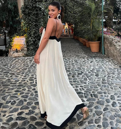 Vestido Casual de Tirantes con Bloques de Color