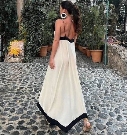 Vestido Casual de Tirantes con Bloques de Color