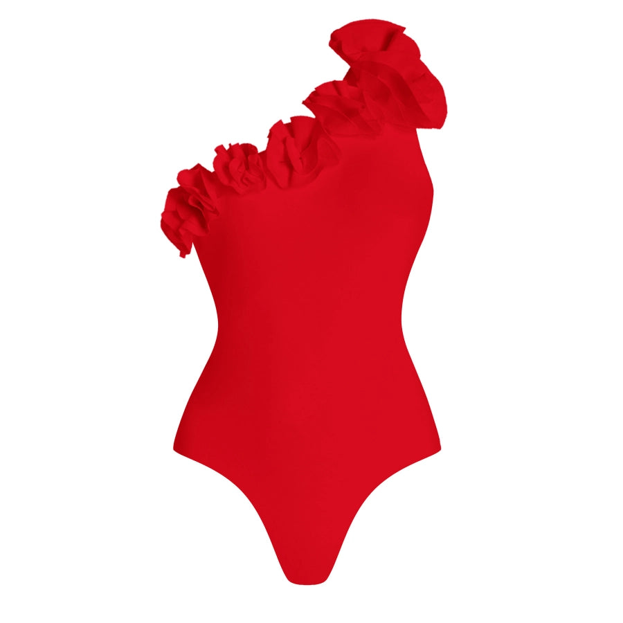 Bañador con Estampado Floral 3D Rojo y Falda