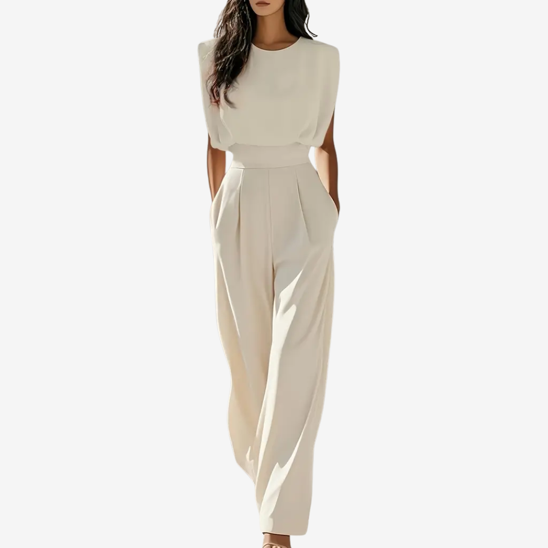 Combinaison fluide taille marquée beige Lissora — Romy