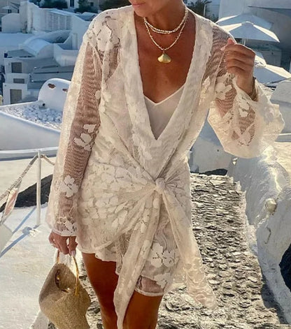 Vestido de Playa de Encaje Calado