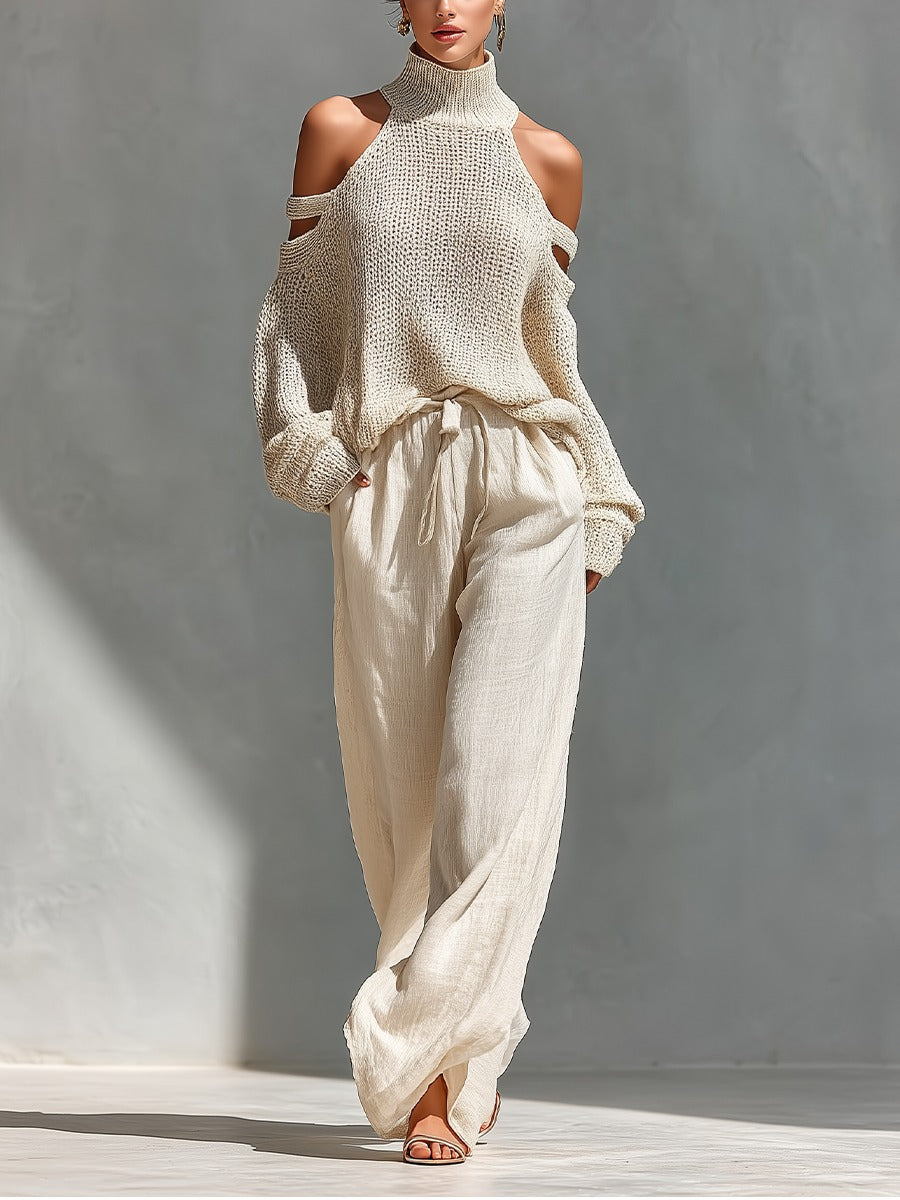 Ensemble maille et lin beige Lissora — Camilla