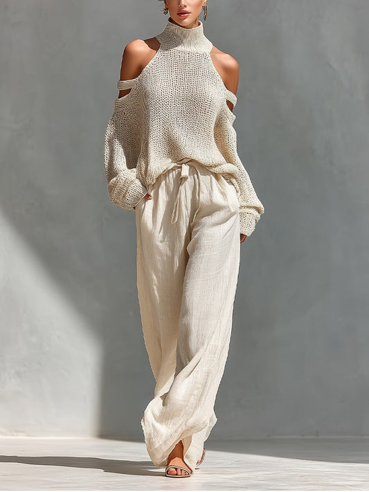 Ensemble maille et lin beige Lissora — Camilla