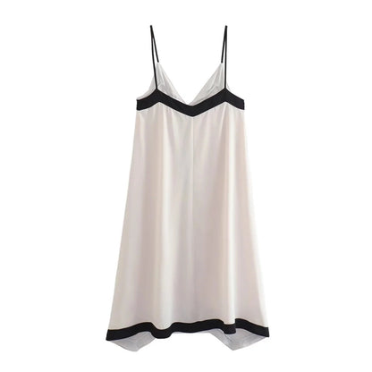 Vestido Casual de Tirantes con Bloques de Color