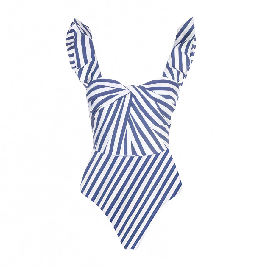 Bañador con Estampado de Rayas y Volantes
