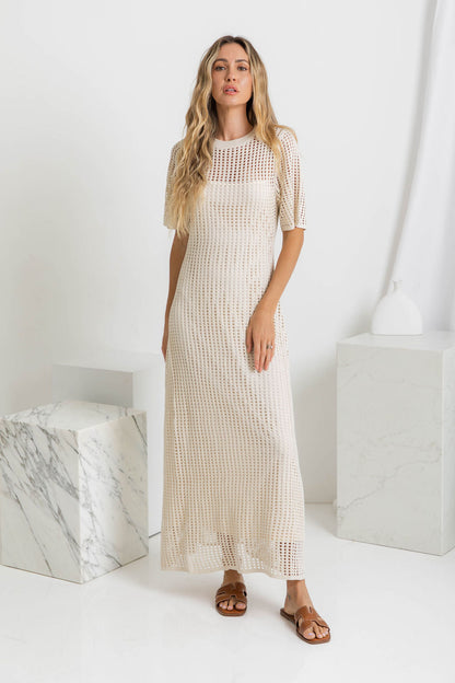 Robe longue en crochet naturel Lissora — Airlie