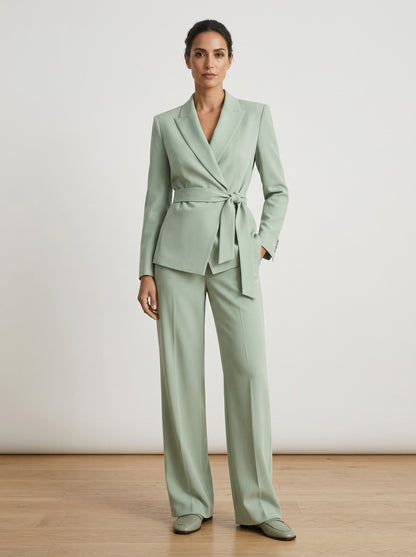 Tailleur noué à la taille vert d'eau Lissora — Veronica