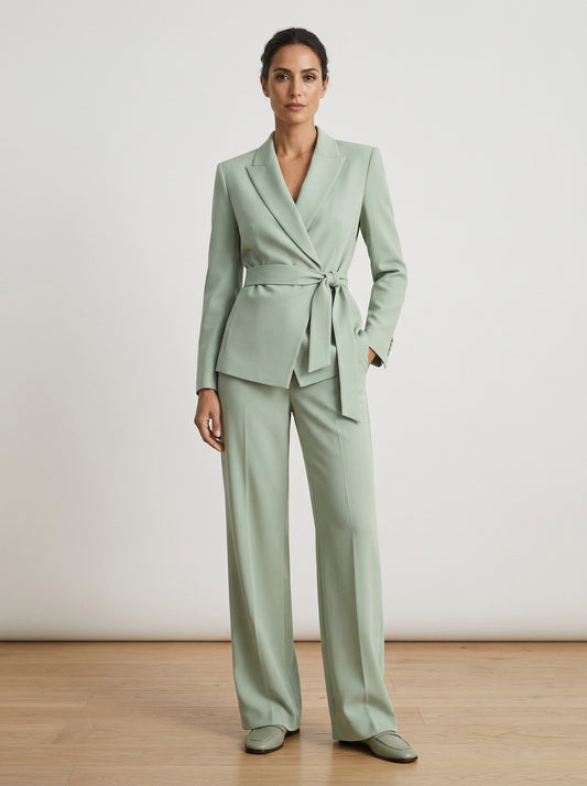 Tailleur noué à la taille vert d'eau Lissora — Veronica