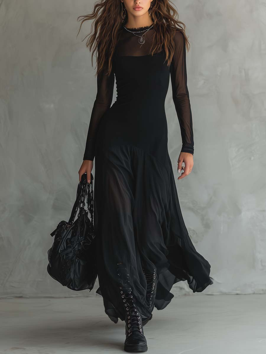 Robe longue en tulle noire Lissora — Adèle