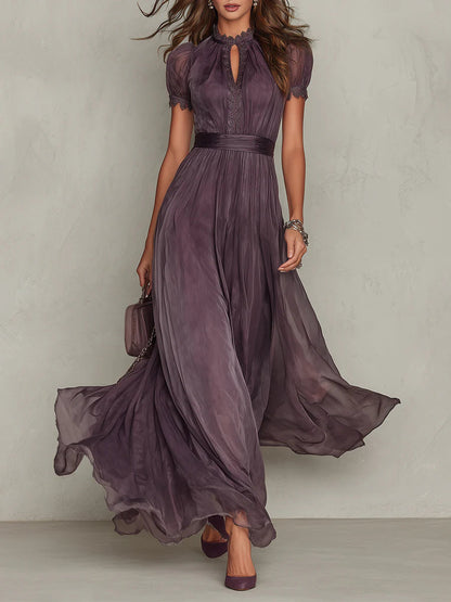 Robe longue violette encolure goutte Lissora — Flavia
