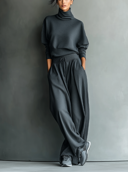 Ensemble maille col montant anthracite Lissora — Anouk