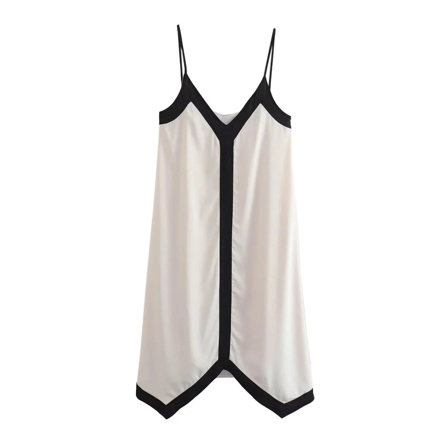 Vestido Casual de Tirantes con Bloques de Color