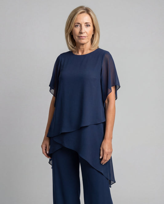 Ensemble fluide deux pièces bleu marine Lissora — Apolline