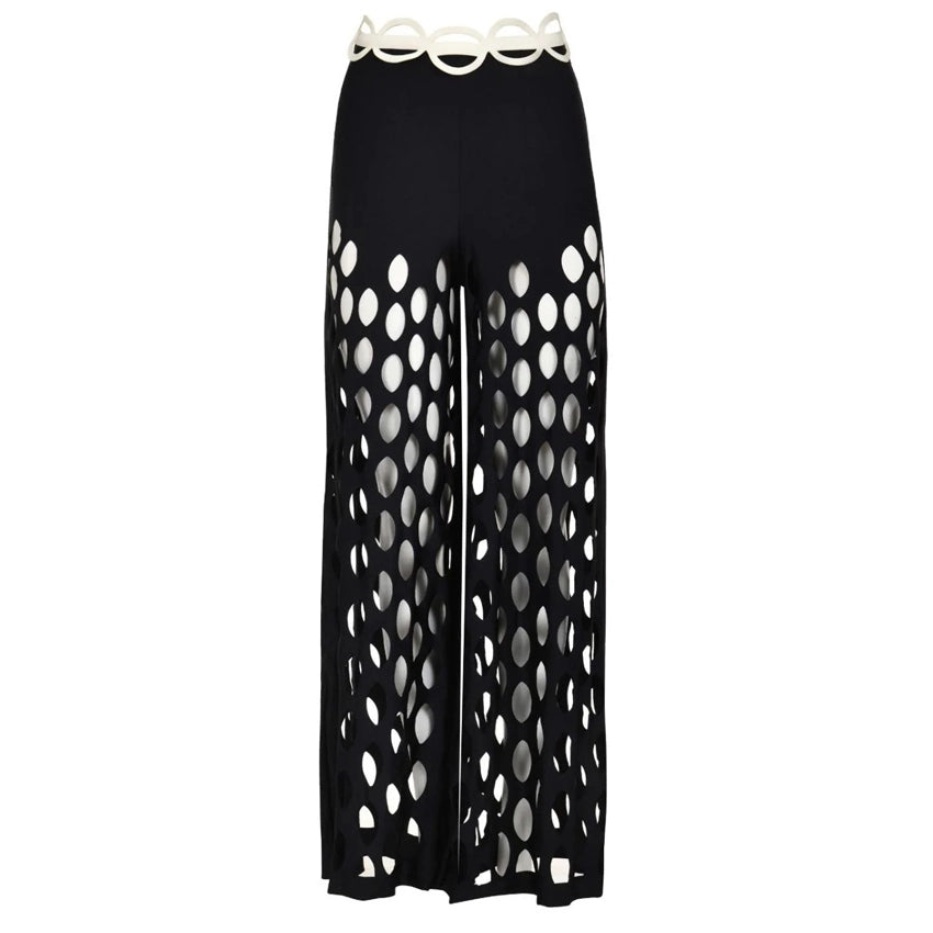Bikini Negro de Talle Alto con Aberturas