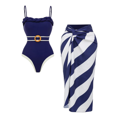 Conjunto de Bañador con Bloques de Color Texturizado