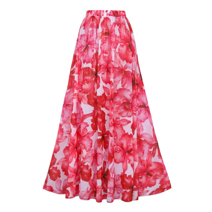 Bañador con Estampado Floral, Aberturas y Falda