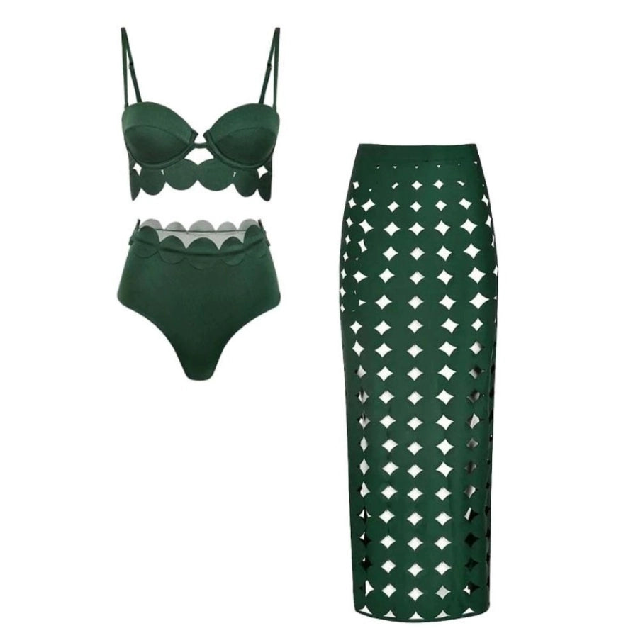 Bikini con Corte Láser Circular y Falda Abierta