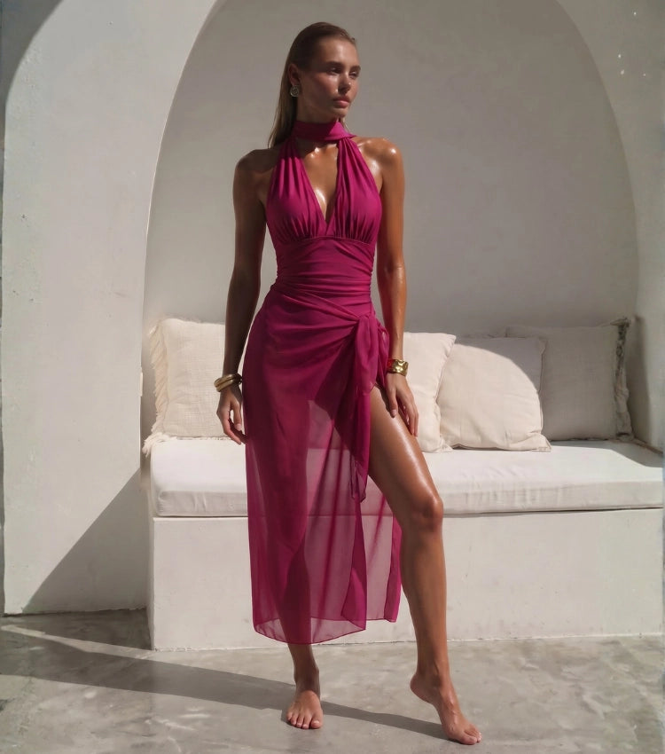 Conjunto de Bañador en Tonos Magenta y Ciruela