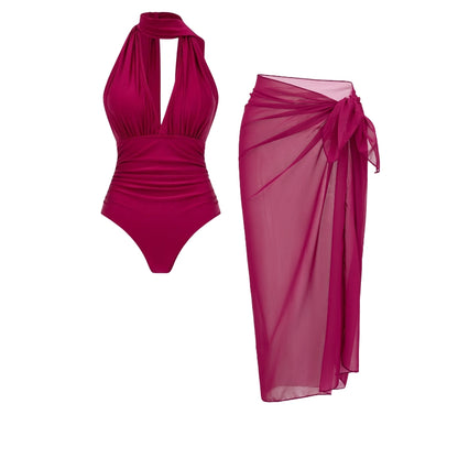 Conjunto de Bañador en Tonos Magenta y Ciruela