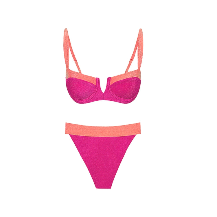 Bikini con Bloques de Color, Tiras y Pareo