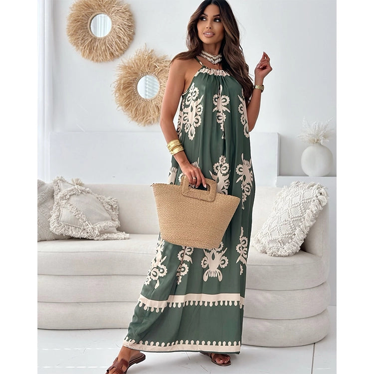 Vestido de Tirantes con Estampado Retro