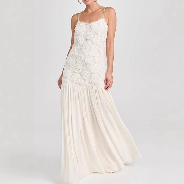 Vestido de Tirantes con Flores 3D