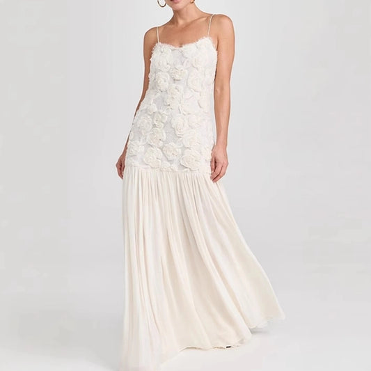 Vestido de Tirantes con Flores 3D