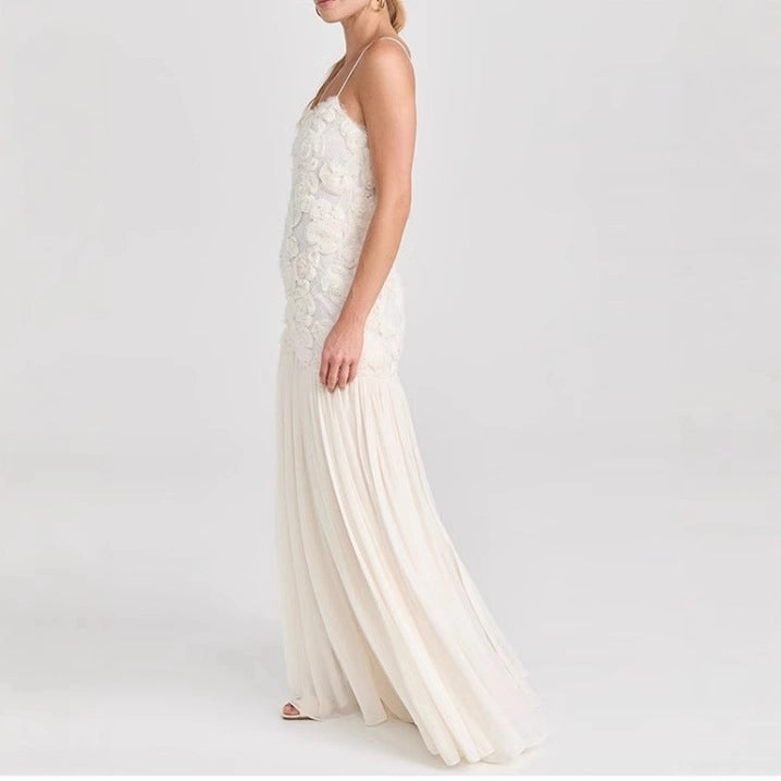 Vestido de Tirantes con Flores 3D