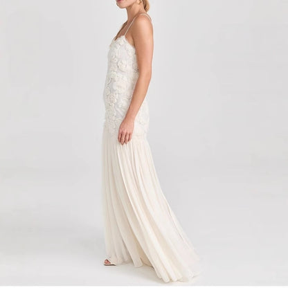Vestido de Tirantes con Flores 3D