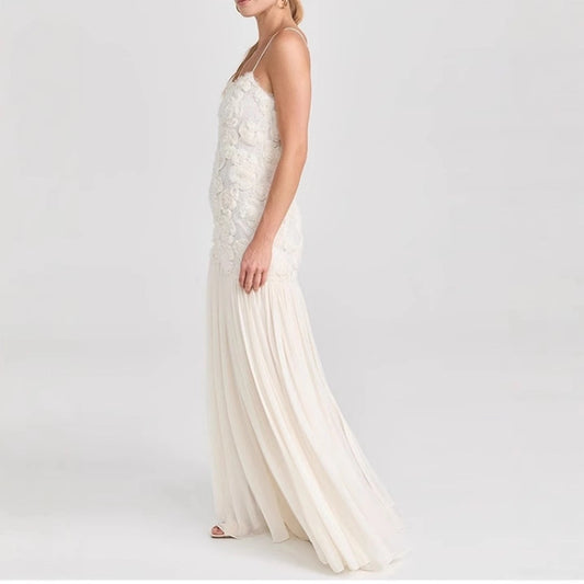 Vestido de Tirantes con Flores 3D