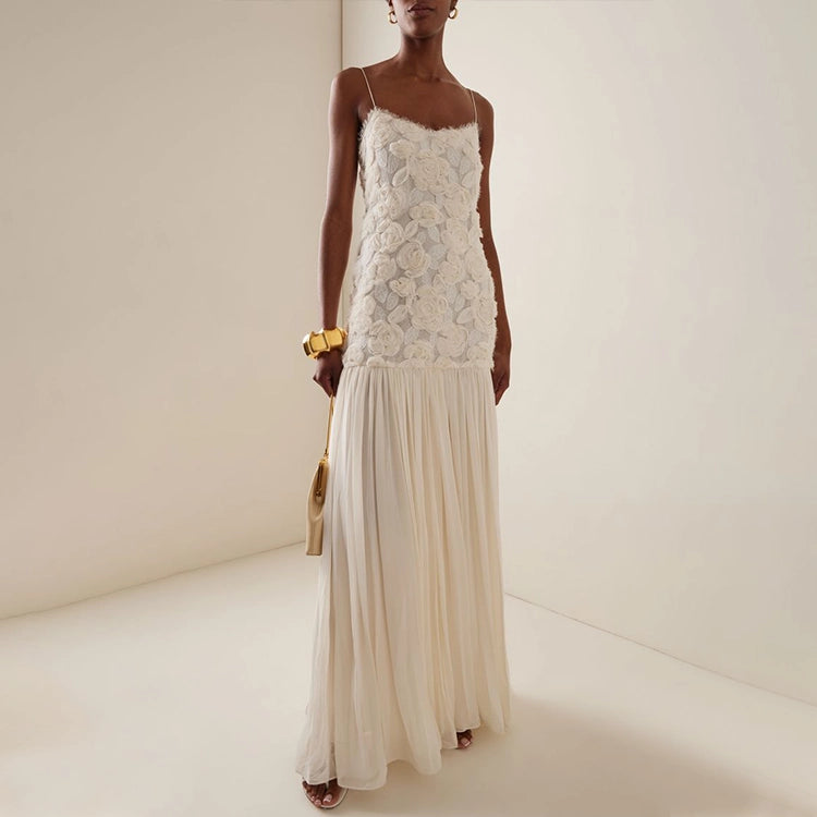 Vestido de Tirantes con Flores 3D