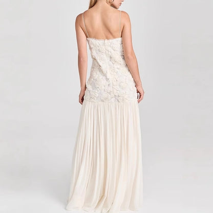 Vestido de Tirantes con Flores 3D