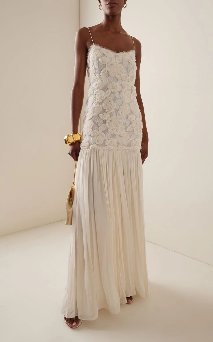 Vestido de Tirantes con Flores 3D