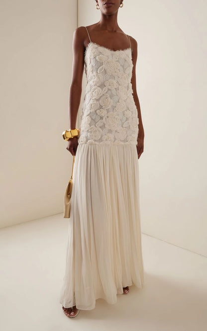 Vestido de Tirantes con Flores 3D