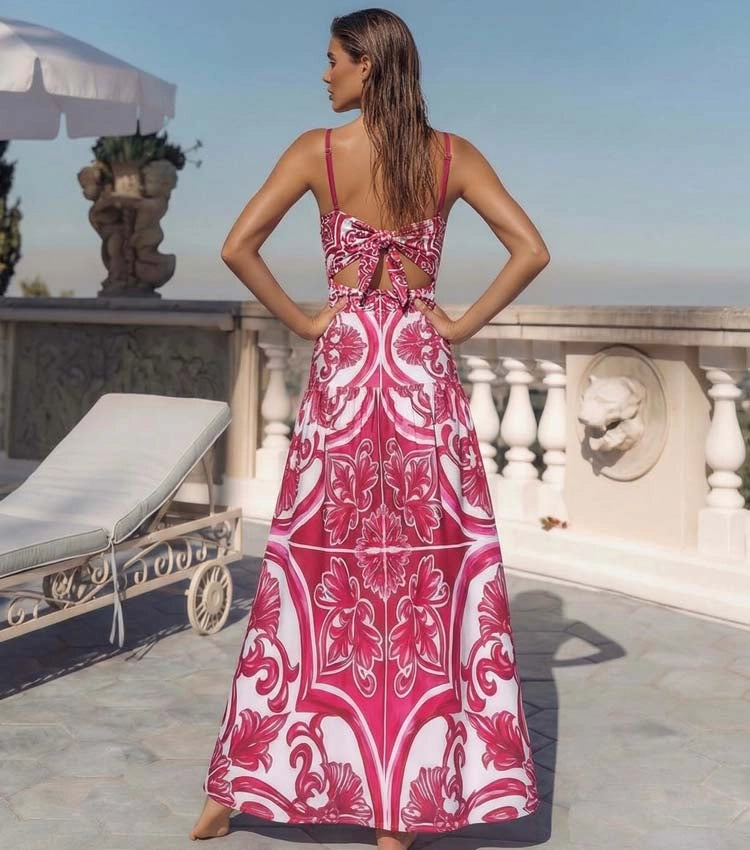Bañador con Estampado Clásico Mayólica y Falda