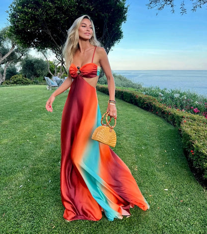 Vestido de Tirantes con Estampado Degradado