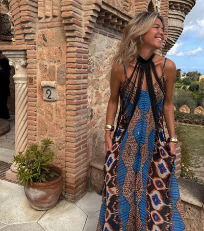 Vestido Largo de Tirantes Estampado