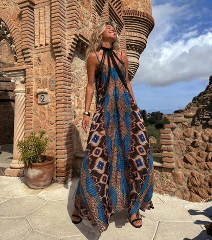 Vestido Largo de Tirantes Estampado