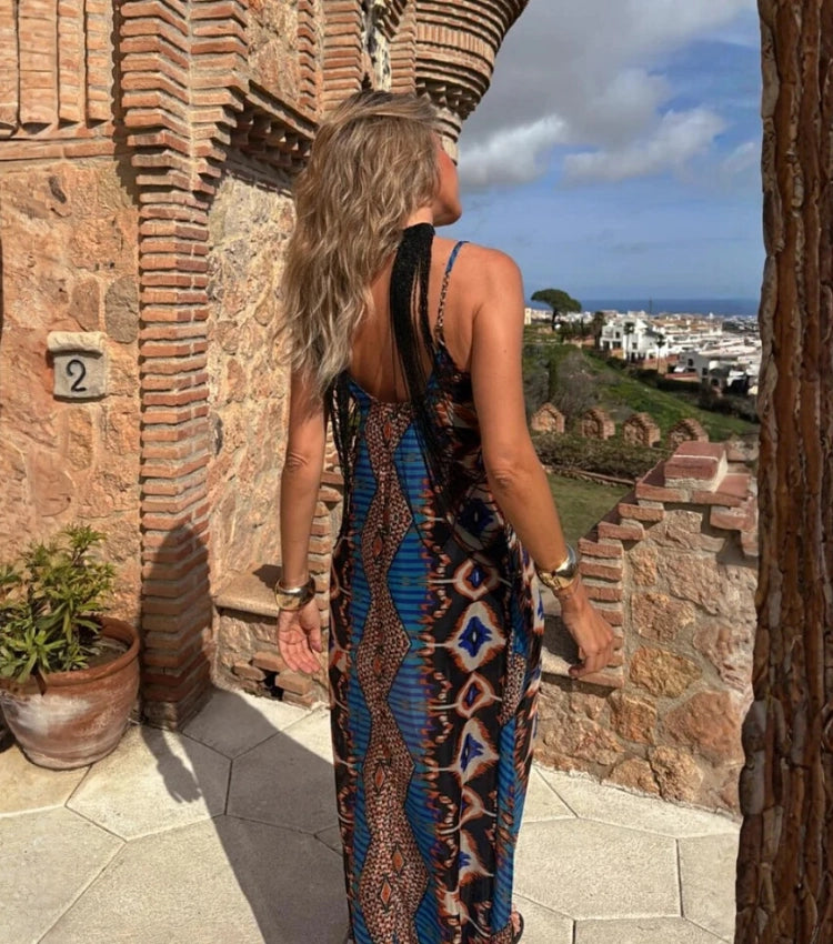 Vestido Largo de Tirantes Estampado