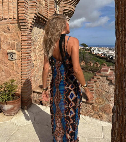 Vestido Largo de Tirantes Estampado