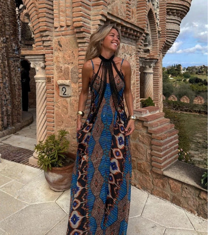 Vestido Largo de Tirantes Estampado