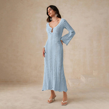 Vestido de Playa de Punto en Color Liso