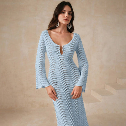 Vestido de Playa de Punto en Color Liso