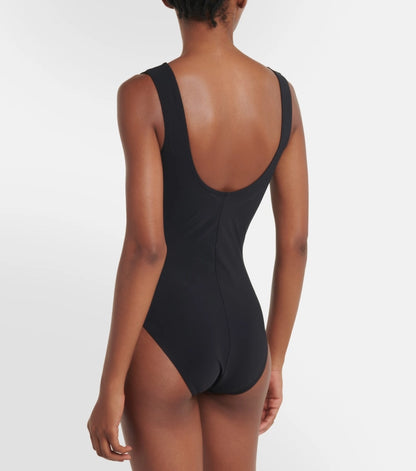 Maillot à Décolleté en V Échancré et Color Block